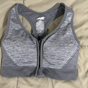 Avía Gray Front Zipper Sports Bra Size M